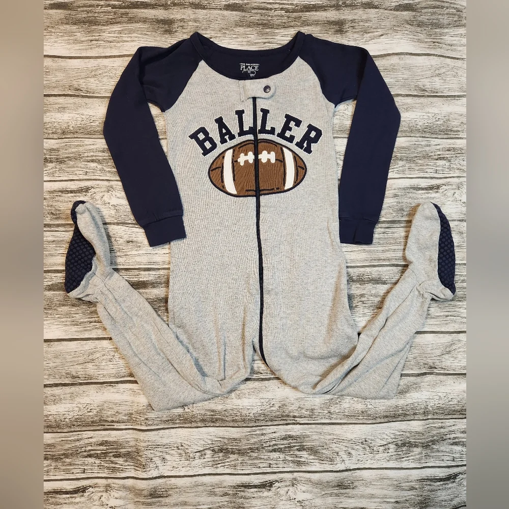 Childrens place football footie pajamas